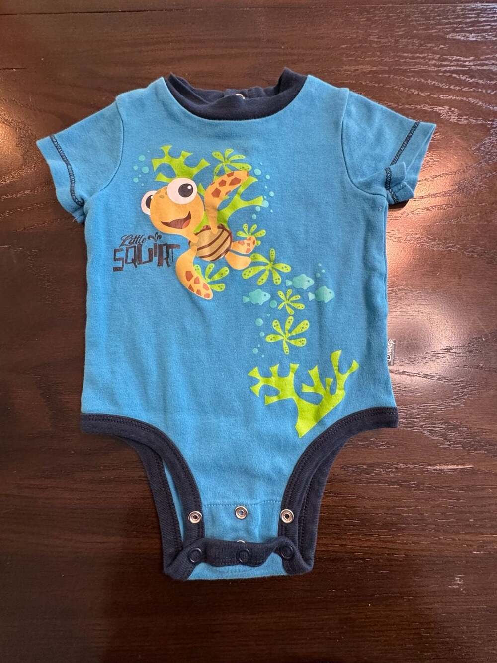Disney Little Squirt Nemo Bodysuit Size 6/9M Blue Cotton